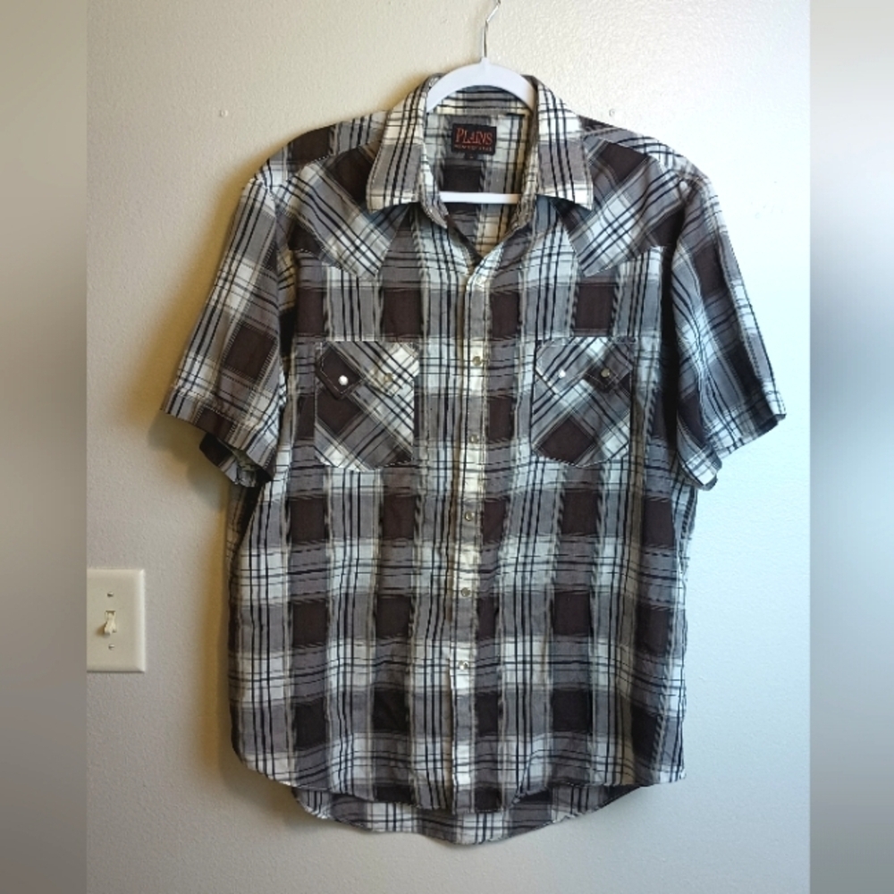 Plains Western Wear Short Sleeve Pearl Snap Shirt‎ Size Larg